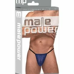 Comme Ci Comme Ca Lingerie Diamond Mesh Posing Strap Blue One Size Fits Most