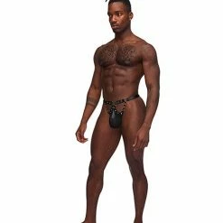 Comme Ci Comme Ca Fetish Jouster Nylon & Spandex Front Ring G-string Black