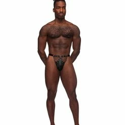 Comme Ci Comme Ca Fetish Jouster Nylon & Spandex Front Ring G-string Black