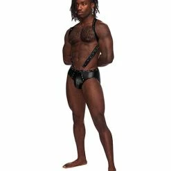 Comme Ci Comme Ca Fetish Uranus Nylon Spandex Moonshine Harness Brief Black Lingerie