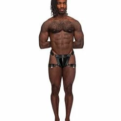 Comme Ci Comme Ca Leather Scorpio Adjustable Waist & Leg Band Thong Black O-s