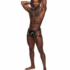 Comme Ci Comme Ca Leather Scorpio Adjustable Waist & Leg Band Thong Black O-s