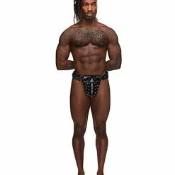 Comme Ci Comme Ca Leather Taurus Adjustable Buckle Thong Black O-s