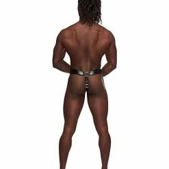 Comme Ci Comme Ca Leather Taurus Adjustable Buckle Thong Black O-s