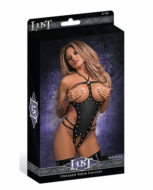 Comme Ci Comme Ca Lingerie Lust Medusa Cupless & Crotchless G-string Teddy Black