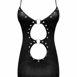 Comme Ci Comme Ca Lust Selene Keyhole Front Dress With Zipper Back & G-string Black Lingerie