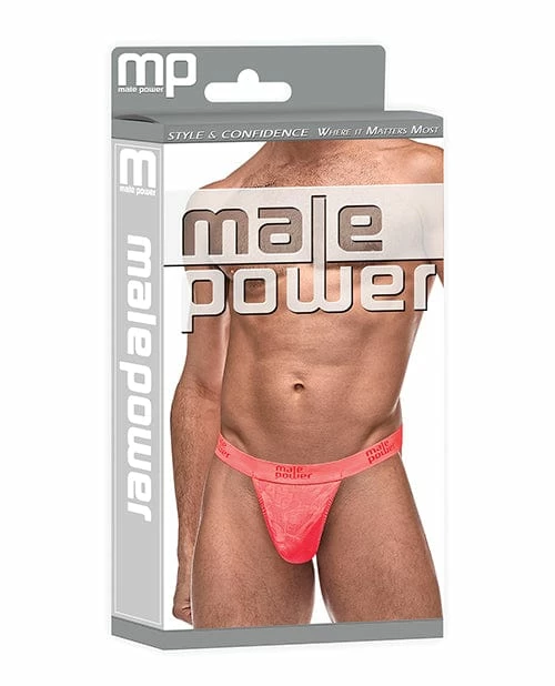 Comme Ci Comme Ca Semi Sheer Embossed Swirl Micro G-string V Coral L-XL Lingerie