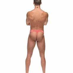 Comme Ci Comme Ca Semi Sheer Embossed Swirl Micro G-string V Coral S-M