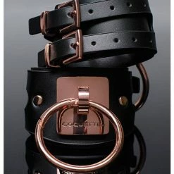 Coquette International Pleasure Collection Adjustable Handcuffs - Black-rose Gold Kink & BDSM