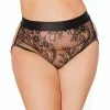 Coquette International Black Label Mesh Lace & Rose Gold Metal Chain Panty Black Os-xl Lingerie