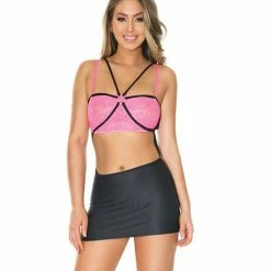 Coquette International Bold Stretch Knit Fitted Reversible Dress & G-string Black One Size Fits Most Lingerie