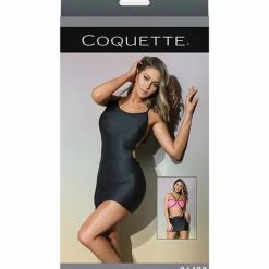 Coquette International Bold Stretch Knit Fitted Reversible Dress & G-string Black One Size Fits Most Lingerie