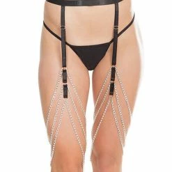 Coquette International Coquette Darque Elastic & Chain Garterbelt Bk One Size Fits Most Lingerie