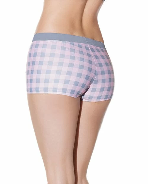 Coquette International Crystal Pink Buffalo Check Print Short Lingerie