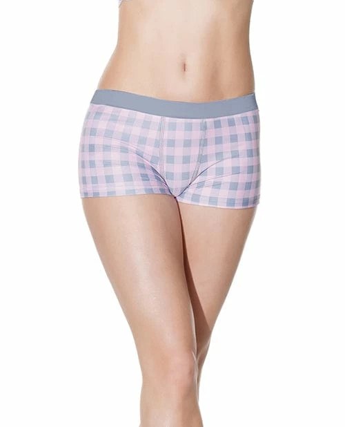 Coquette International Crystal Pink Buffalo Check Print Short Lingerie