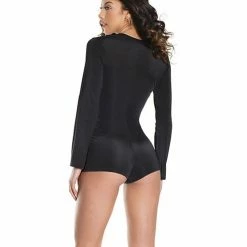 Coquette International Lingerie Fashion Stretch Knit Race Car Romper Black-Red One Size Fits Most