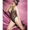 Coquette International Lingerie Fashion Stretch Lace Kitty Teddy & Mask Black One Size Fits Most