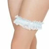 Coquette International Lingerie Gathered Lace Garter W-satin Bow Detail White-blue O-s