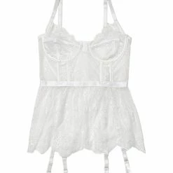 Coquette International Lingerie Lace & Powernet Underwire Cups Peplum Bustier