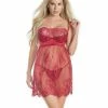 Coquette International Lightly Padded Demi Cup & Fine Lace Skirt Babydoll & Adjustable Crotchless Panty