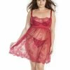 Coquette International Lingerie Lightly Padded Demi Cup & Fine Lace Skirt Babydoll & Adjustable Crotchless Panty