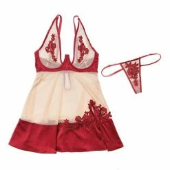 Coquette International Sheer Nylon & Stretch Satin Babydoll With Underwire Cups & G-string