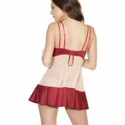 Coquette International Sheer Nylon & Stretch Satin Babydoll With Underwire Cups & G-string