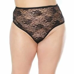 Coquette International Lingerie Stretch Lace High Waist Thong Black Os-xl