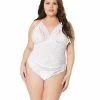 Coquette International Lingerie Stretch & Scallop Lace Crotchless Teddy White Os-Xl