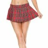 Coquette International Woven Plaid Pleated Skirt W-velcro Closure Red O-s Lingerie