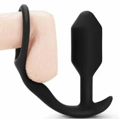 Anal Toys B-Vibe Snug & Tug Weighted Silicone & Penis Ring - 128 G Black