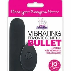 Cousins Group Pink Pussycat Vibrating Remote Control Bullet - Black