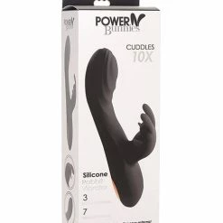 Curve Toys Curve Novelties Power Bunnies Cuddles 10x Silicone Rabbit Vibrator - Black