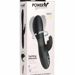 Curve Toys Curve Novelties Power Bunnies Dizzy Rotating Vibrator W-rotating Beads - Black