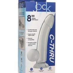 Curve Toys Curve Novelties Jock C-thru 8" Smooth Dong With Balls - Clear