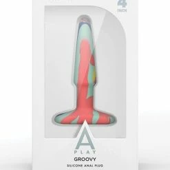 Doc Johnson Anal Toys A Play 4" Goovy Silicone Anal Plug - Multicolor-yellow