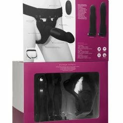 Doc Johnson Dildos Body Extensions Be Naughty Vibrating 4 Piece Strap On Set - Black