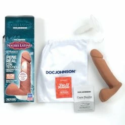 Doc Johnson Noches Latinas Ultraskyn Pene Real Con Testiculos 6 Pulgadas - Caramel