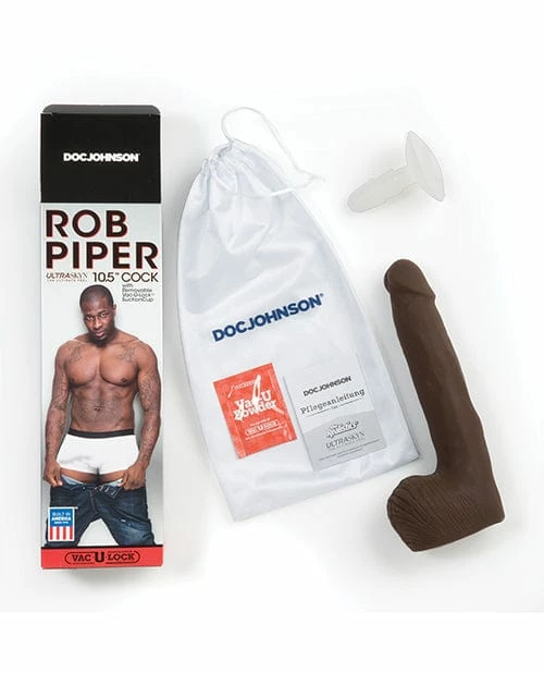 Doc Johnson Dildos Rob Piper Cock With Balls & Suction Cup - Chocolate