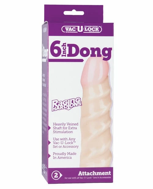 Doc Johnson Dildos Vac-U-Lock 6" Raging Hard On Realistic Dong - White