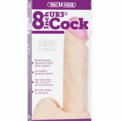 Doc Johnson Dildos Vac-U-Lock 8" Ultraskyn Cock & Balls Attachment. - White