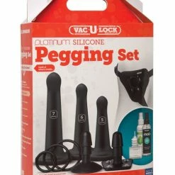 Doc Johnson Vac-U-Lock Silicone Pegging Set - Black Dildos