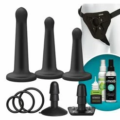 Doc Johnson Vac-U-Lock Silicone Pegging Set - Black Dildos