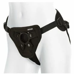 Doc Johnson Vac-U-Lock Supreme Harness With Vibrating Plug - Black Dildos