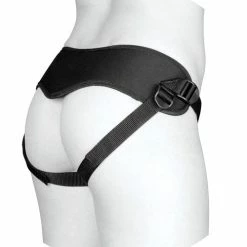 Doc Johnson Vac-U-Lock Supreme Harness With Vibrating Plug - Black Dildos