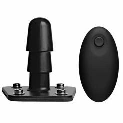 Doc Johnson Vac-U-Lock Vibrating Remote Plug With Snaps - Black Dildos