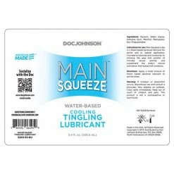 Doc Johnson Main Squeeze Cooling-Tingling Water-based Lubricant - 3.4 Oz. Lubes