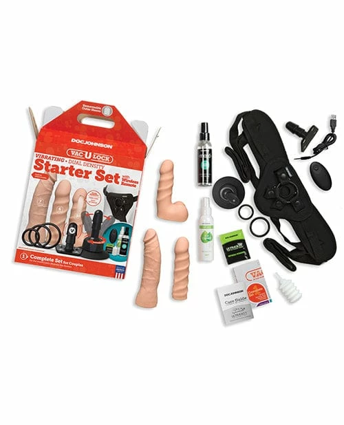 Doc Johnson Vac-U-Lock Dual Density Starter Set With Wireless Remote Vibrators