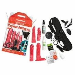 Doc Johnson Vac-U-Lock Vibrating Crystal Jellies Set With Wireless Remote - Pink Vibrators