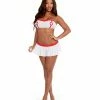 Dreamgirl International Lingerie 4 Piece Nurse Strapless Tie Back Bra, Skirt, Panty & Cap White One Size Fits Most